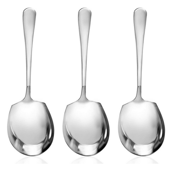 Silverware Flatware Cutlery Set, Stainless Steel Public Spoons, Hotel Spoons, Household Long-handled Large Serving Spoons, Tableware Spoons (3Pcs Square Spoons)