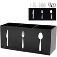 thumbnail image 1 of Silverware Holder, 3-Section Countertop Organizer, Acrylic Kitchen Tableware Storage Box for Fork Spoon Knife, Multifunctional Cutlery Caddy, Fit for Dining, Party & Picnic, Black, 1 of 7