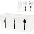 thumbnail image 1 of Silverware Holder, 3-Section Countertop Organizer, Acrylic Kitchen Tableware Storage Box for Fork Spoon Knife, Multifunctional Cutlery Caddy, Fit for Dining, Party & Picnic, White, 1 of 7