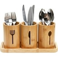 thumbnail image 1 of Silverware Holder, Bamboo Utensil Organizer with Tray, Kitchen Cutlery Flatware Holder Organizer for Spoons, Knives and Forks, Ideal for Kitchen and Restaurant$$, 1 of 6