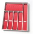 thumbnail image 1 of Silverware Organizer with Cutlery Icons，Silverware Tray for Kitchen Drawer，Plastic Flatware Tableware Cultery Drawer Organizer Utensil Organizer with Non-slip TPR Linings，6-Compartment, 1 of 7