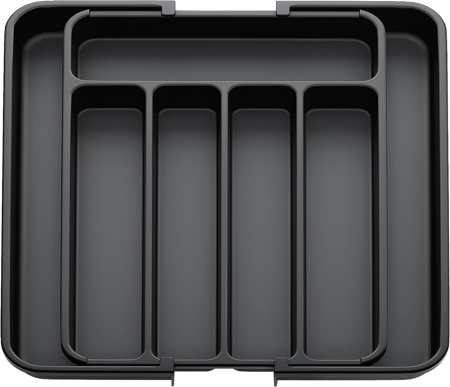 Silverware Organizer - Expandable Kitchen Drawer Organizer, Adjustable Utensil Organizer, Cutlery Drawer Organizer for Forks, Knives, Multipurpose Kitchen Organizers and Storage Solution, Black