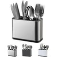 thumbnail image 1 of Silverware Organizer,Kitchen Utensil Holder For Counter,Stainless Steel Caddy,4 Compartments Organizer,Capacity Flatware Spoon Fork Tool Cutlery Holder（Silvery）, 1 of 6