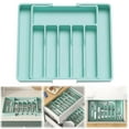 thumbnail image 1 of Silverware Organizer,Large Silverware Drawer Organizer,Expandable Utensil Tray for Kitchen,BPA Free Flatware and Cutlery Holder,Adjustable Plastic Storage for Spoons,Large(13-22''W,15''D),Green, 1 of 9