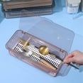 thumbnail image 1 of Silverware Organizer with Lid,Portable Cutlery Holder Flatware Tray with Lid,Silverware Utensil Tray Holder,Plastic Cutlery and Flatware Storage Box for Spoons Forks Knives Holder Case, 1 of 7