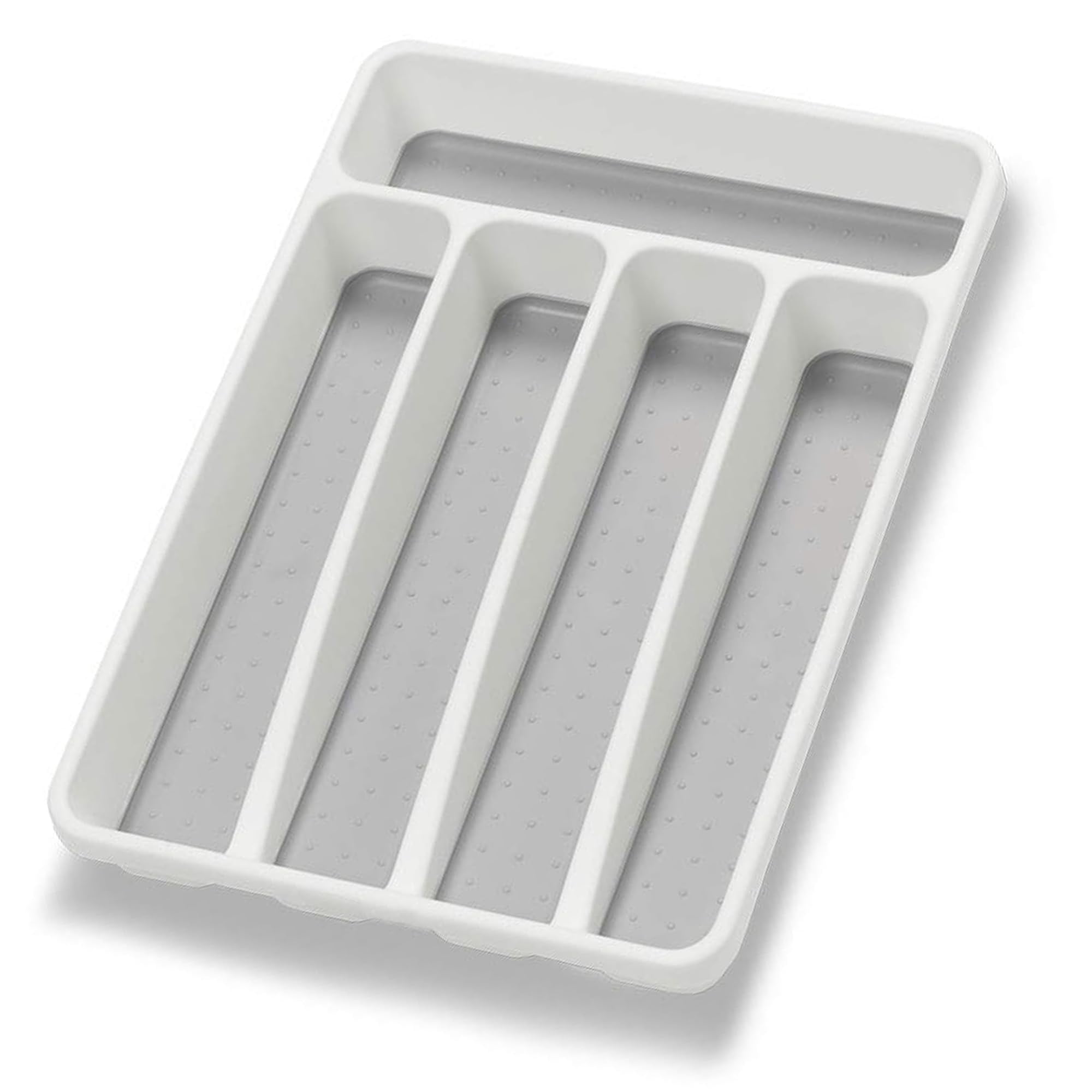 Silverware Organizer Tray Drawer Flatware Holder 5 Compartment Kitchen Utensil Storage Plastic Organizer White
