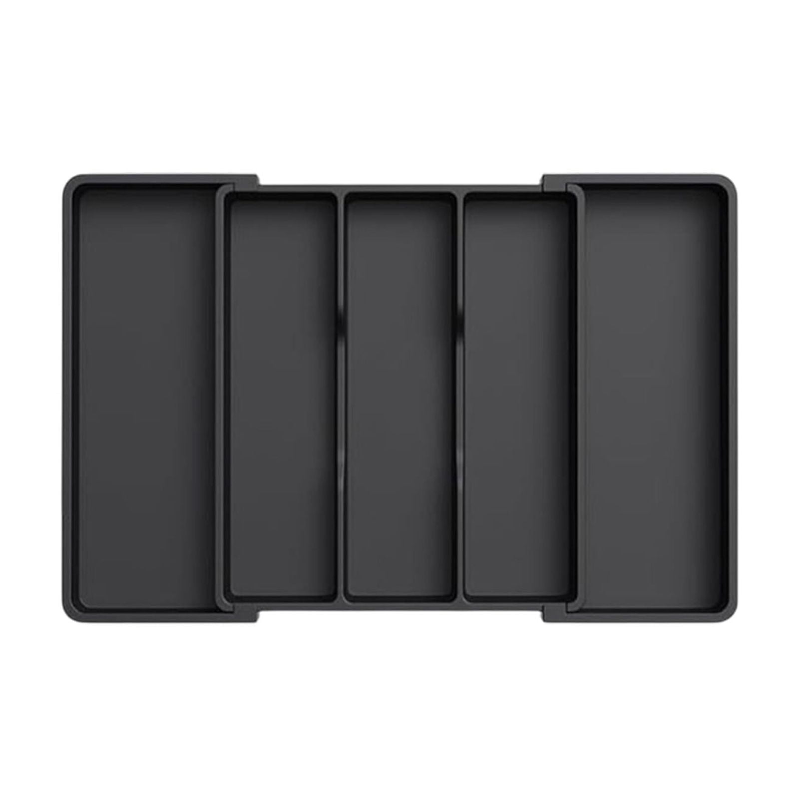 Silverware Organizer,Utensil Drawer Organizer,Drawer Storage Box,Kitchen Drawer Organizer,Plastic Cutlery Drawer Boxes for Kitchen and Household(Black 5pcs/Set 15.1x13.3x2.16in)from ANMUYUM