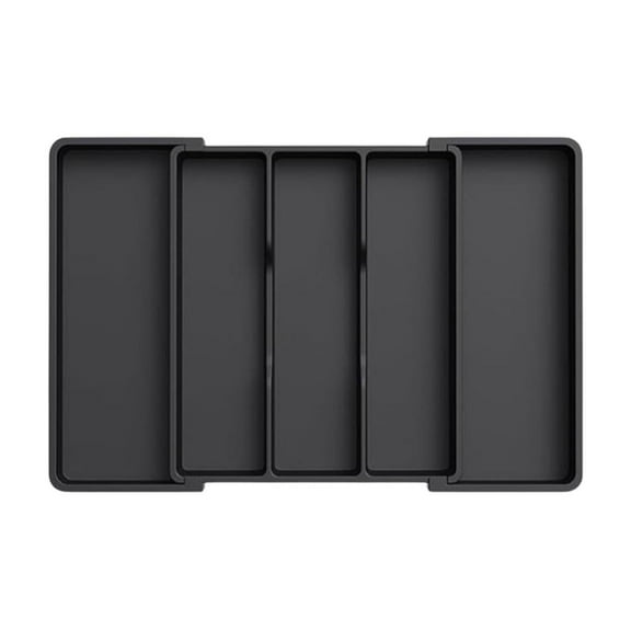 Silverware Organizer,Utensil Drawer Organizer,Drawer Storage Box,Kitchen Drawer Organizer,Plastic Cutlery Drawer Boxes for Kitchen and Household(Black 5pcs/Set 15.1x13.3x2.16in)from ANMUYUM