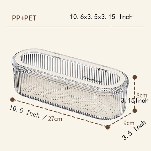 Silverware Organizer with Lid and Drainer, Covered Utensil Tray for Kitchen Drawer and Countertop, Clear Plastic Cutlery and Flatware Storage Box