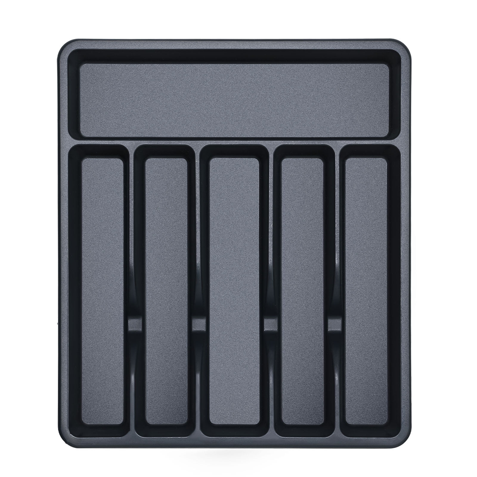 Mirdinner Silverware Drawer Organizer, 6 Compartment Plastic Silverware Container for Kitchen, BPA Free Flatware and Cutlery Holder, Silverware Organizer for Spoons Forks Knives