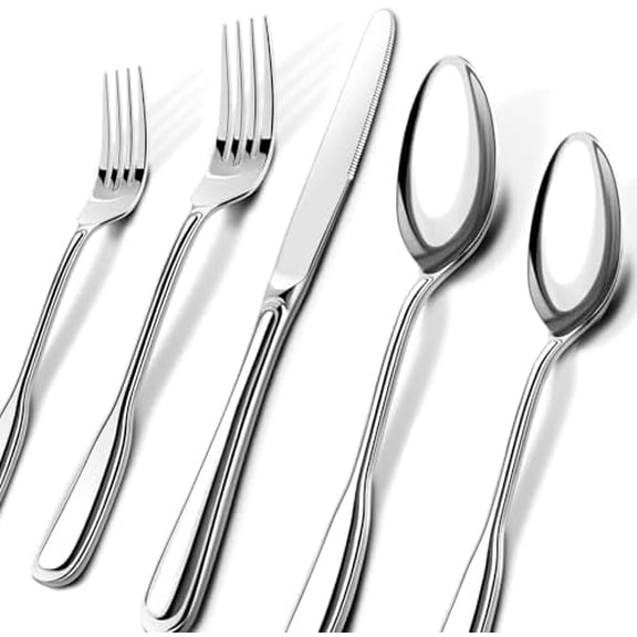 Silverware Set For 12, 60 Piece Flatware Cutlery Set With Ergonomic Wide Handles, Mirror Polished Stainless Steel Utensils Set For Kitchen, Dishwasher Safe For Home, Restaurant, Party