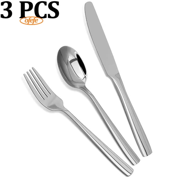 Silverware Set Lightweight,Fork and Spoon,18/10 Stainless Steel 3Piece Silverware Set with Knives Spoon Forks Set for Home, Kitchen and Restaurant