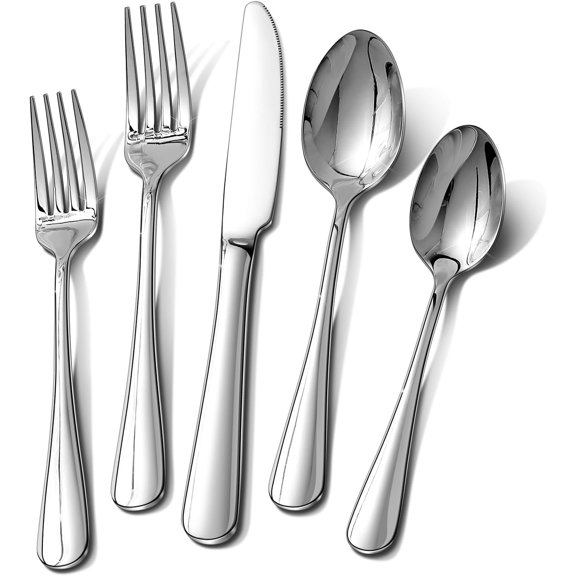 Silverware Set, 30- Flatware Set for 6 Include Forks Spoons Stainless Steel Utensil Set, Mirror Polished Dishwasher Safe Tableware Cutlery Set for , Restaurant, Party, Wedding