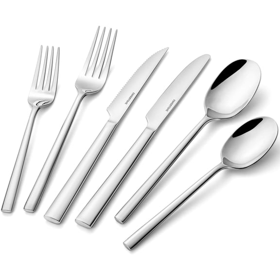 Silverware Set, 30-Piece Forged Flatware Set Cutlery Set Premium Stainless Steel, Service for 6, for Kitchen, Home, Wedding, Party, Mirror Polished and Dishwasher Safe