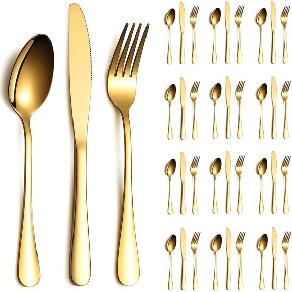 Silverware Set 36 count Service for 12, Stainless Steel Titanium  Flatware Set include  Spoon Forks Set, Silverware Set, Serving Utensil Set