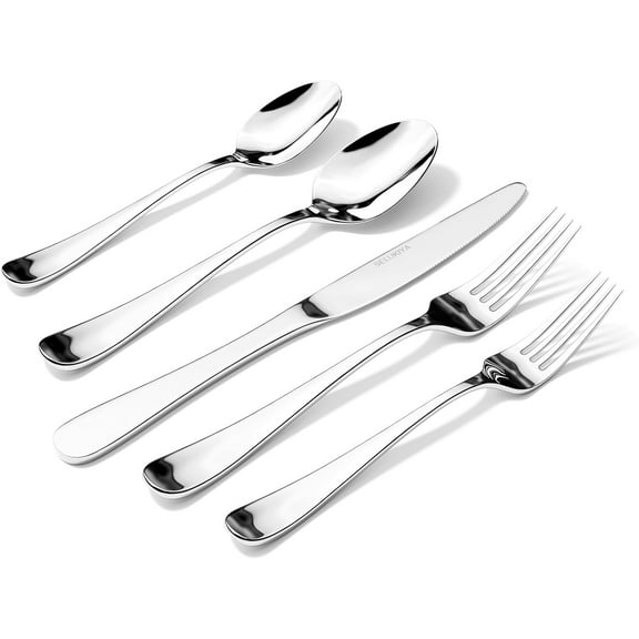 Silverware Set for 4, 20 Pieces Heavy Duty Stainless Steel Flatware Set, Mirror Polished Cutlery Utensil Set, Dinner Fork Knife Spoon Eating Tableware Set for Home, Dishwasher Safe, Silver