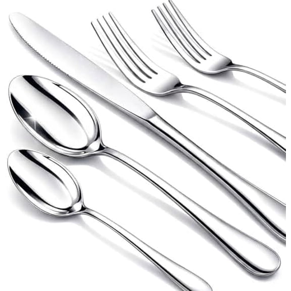 Silverware Set, 40 Piece Stainless Steel Cutlery Sets for 8, Heavy Duty Flatware, Mirror Polished Forks Spoons and Knives Set, Reusable Utensils for Home Kitchen, Dishwasher Safe