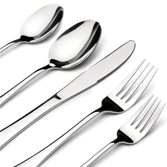 Silverware Set, 45 Piece Stainless Steel Flatware Cutlery Set Service for 9, Include Knife Fork Spoon, Stylish Mirror Finish, Dishwasher Safe Perfect for Home Kitchen Restaurant, Silver