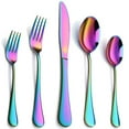 thumbnail image 1 of Silverware Set, 45 Piece Stainless Steel Flatware Cutlery Set Service for 9, Include Knife Fork Spoon, Stylish Mirror Finish, Dishwasher Safe Perfect for Home Kitchen Restaurant, Rainbow, 1 of 7