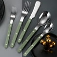 thumbnail image 1 of Silverware Set 5 pieces Stainless Steel Cutlery Set Color Handle with Rivet/Retro Style Flatware,Everyday Flatware- Dinner Knife, Dinner Fork, Salad Fork,Soup Spoon,Teaspoon, Regular, 1 of 6