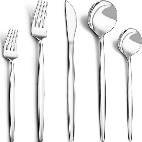 Silverware Set for 8, 40 Pieces Stainless Steel Flatware Set, Tableware Cutlery Set for Home and Restaurant, Knives, Forks, Spoons, Mirror Polished, Dishwasher Safe, Silver