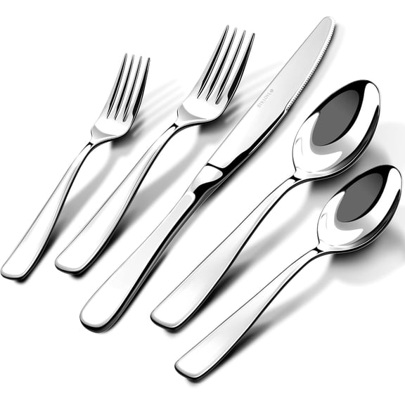 Silverware Set for 8, 40 Piece 18/10 Stainless Steel Flatware Utensils Cutlery Set, Mirror Polished knives Forks and Spoons Silverware Sets for Dinner