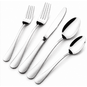 PLERISE 40-Piece Silverware Set for 8, Stainless Steel Flatware Cutlery Set with Steak Knives, Forks and Spoons, Dishwasher Safe