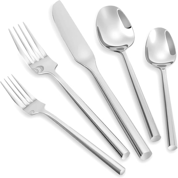 Silverware Set Flatware Set Stainless Steel Cutlery Set 20 count with Hexagon Handle Wedding   Hotel Use Service for 4