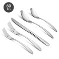 thumbnail image 1 of Silverware Set, JOW 60 Pieces Flatware Set, Stainless Steel Cutlery Set Service for 8, Includes Knives, Forks, Spoons, Mirror Polished, Dishwasher Safe-(Silver), 1 of 5