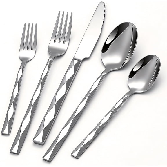 Silverware Set, Luxury 20 count Flatware Set for 4, Stainless Steel Cutlery Set with Cut for Kitchen, , Wedding, Party, Mirror Polished and Dishwasher Safe