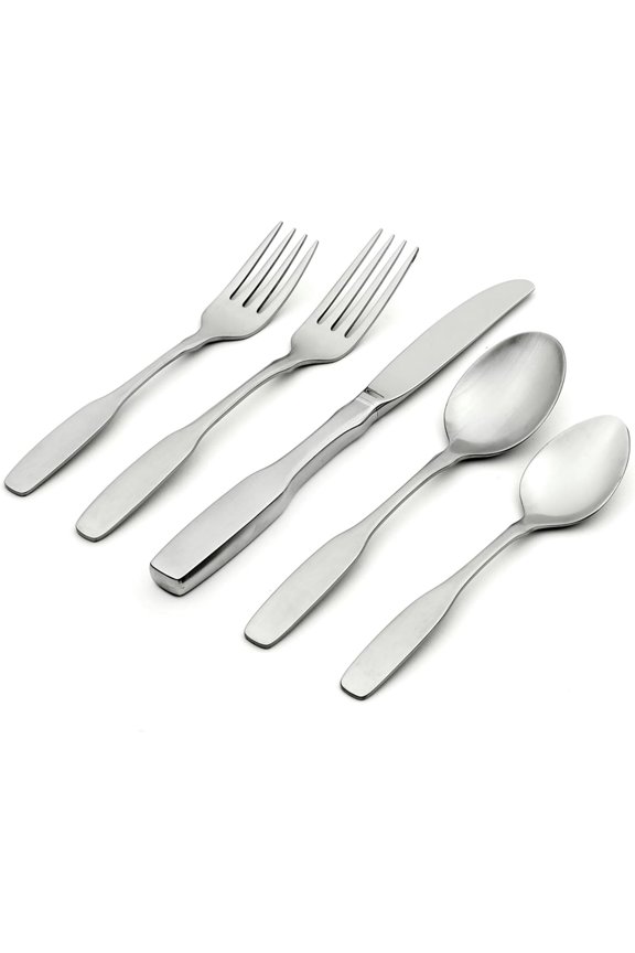Silverware Set, Paul Revere 5 Piece Fine Silverware Place Setting Set, Service for 1, 18/10 Stainless Steel, Dishwasher Safe, Knives Spoons And Forks Sets, Home And Kitchen (Silver, 5 Piece)