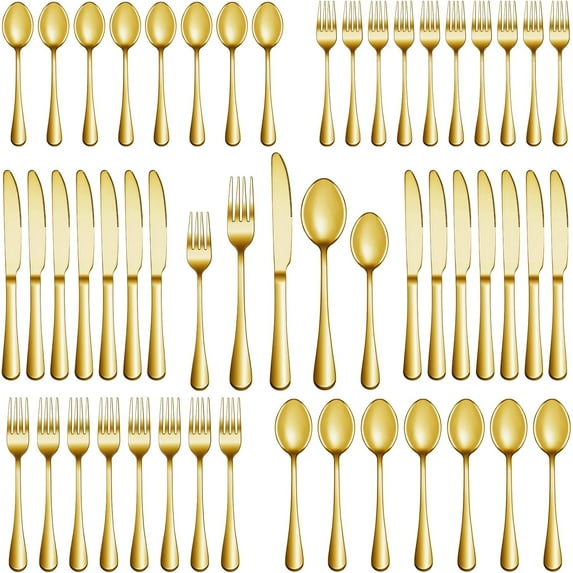 Silverware Set Service,Premium Stainless Steel Flatware Set,Mirror Polished Cutlery Utensil Set,Durable Home Kitchen Eating Tableware Set,Include Fork Knife Spoon Set,Dishwasher Safe