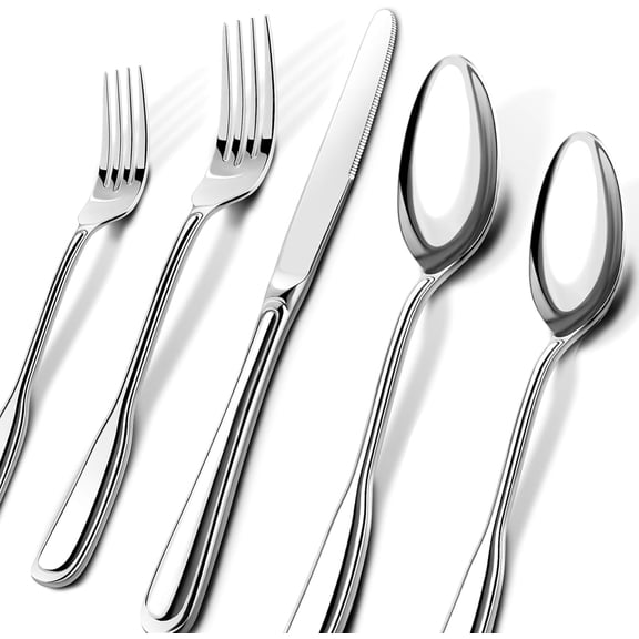 Silverware Set for 6, Stainless Steel Cutlery Set with Wide Handles, Mirror Polished Utensils Heavy Duty Spoons and Forks Set for Kitchen