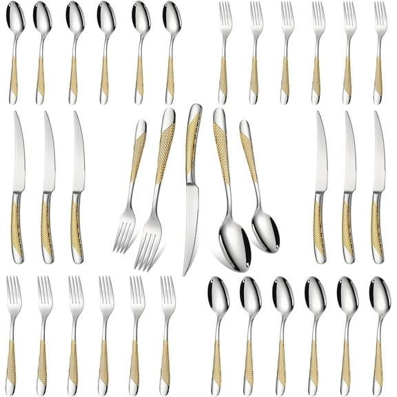 Silverware Set of 30 Stainless Steel Flatware Set Service for 6 Includes Knives Spoons Forks Kitchen Utensil Cutlery Sets For Home Kitchen Hotel