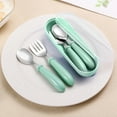 thumbnail image 1 of Silverware Set with Silicone Handle,Portable Lightweight Tableware Set Stainless Steel Fork&Spoon, Dishwasher Safe （Green）, 1 of 6