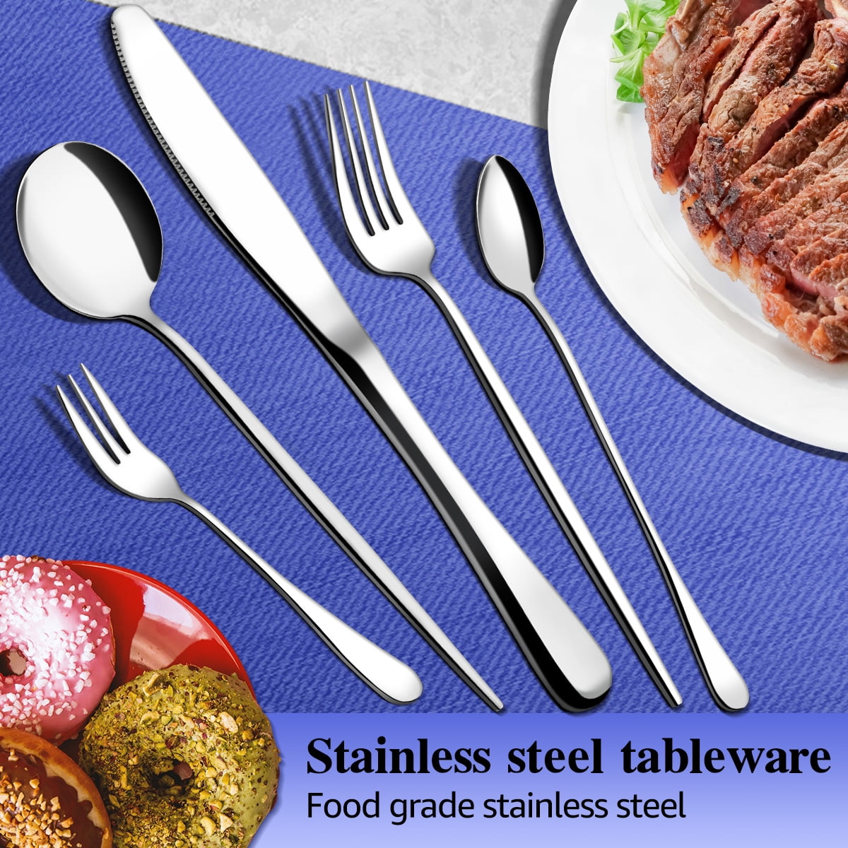 Silverware Sets, 25 Piece Heavy Duty Stainless Steel Flatware Set Serve