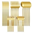 thumbnail image 1 of Silverware Sets, 30 Pieces Stainless Steel Flatware Set, Utensils Set Service for 6, Tableware Cutlery Set for Home and Restaurant, Knives Forks Spoons, Mirror Polished, Dishwasher Safe, Gold, 1 of 9