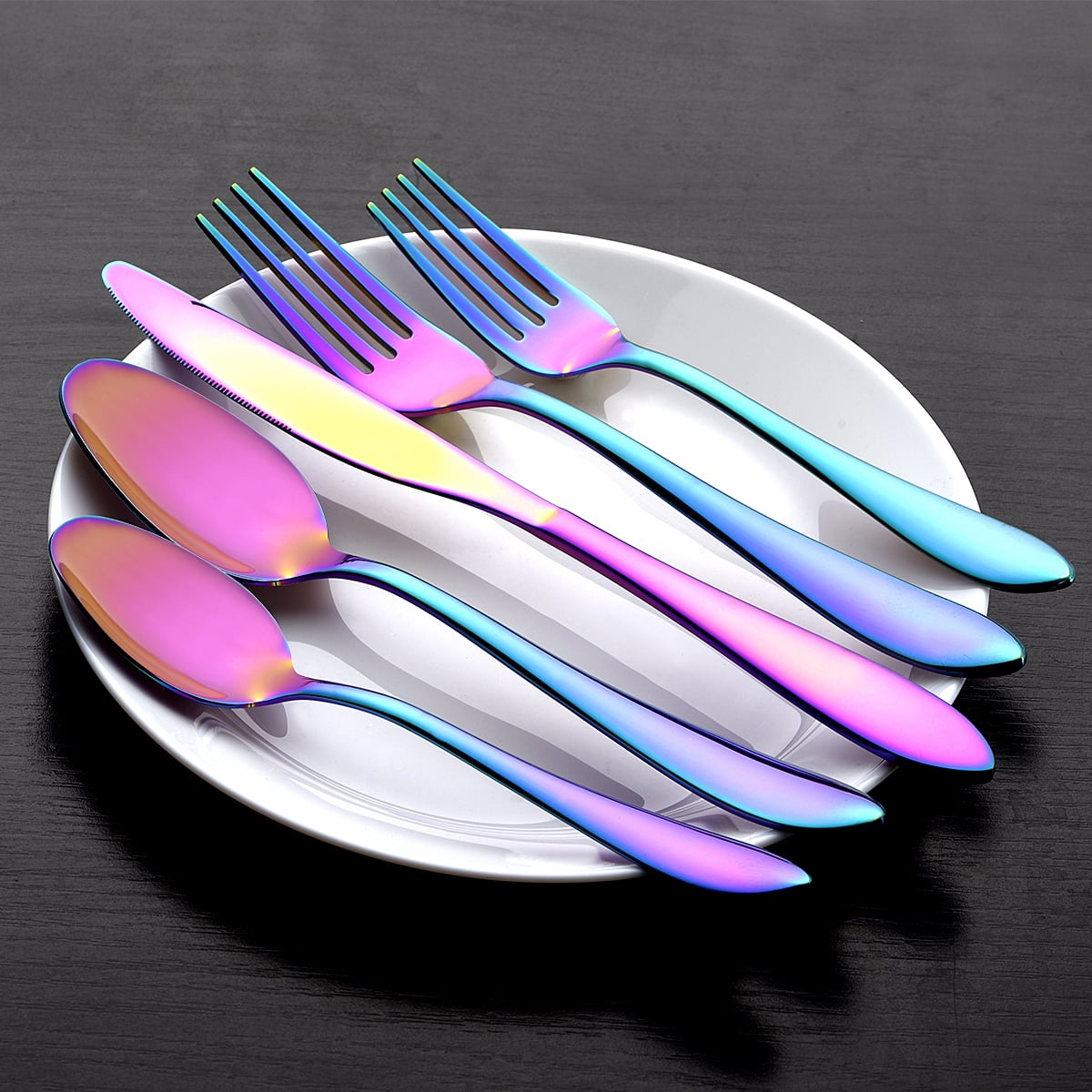 Loopki Rainbow Stainless Steel Flatware Serving Set – Cake Server, Fork, Spoon, Butter Knife - View #12