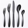 thumbnail image 1 of Silverware Sets, JOW 20 Pieces Stainless Steel Flatware Set Service for 4, Tableware Cutlery Set for Home and Restaurant, Knives Forks Spoons, Mirror Polished, Dishwasher Safe (Black), 1 of 15