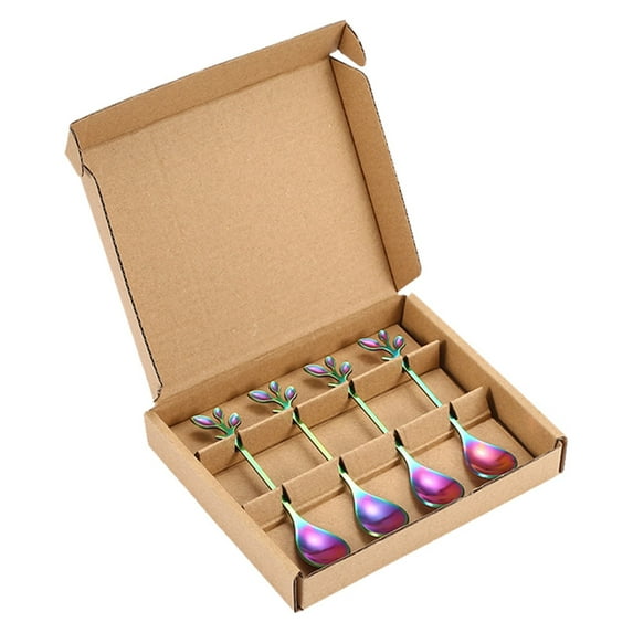 Silverware Spoons/Forks Sets, 1/4 PCS Flatware Set for Dinning, Stainless Steel Cutlery Utensil Set Mirror Polished Forks/Spoons, Creative Leaf Design, Durable & Dishwasher Safe(Mixcolor,5x4.7")