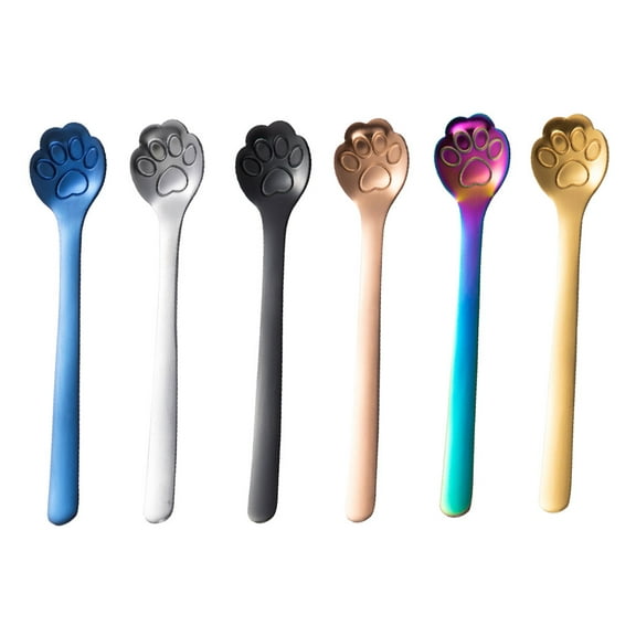 Silverware Stainless Steel Cartoon Paw Utensils for Coffee&Desserts Spoon Set with Hollow and Designs