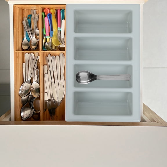 LITINKIMI Plastic Silverware Storage Container with Lid Dustproof Cutlery Box for Kitchen Use
