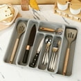 thumbnail image 1 of Silverware Tray Cutlery Organizer | Expandable 7-Compartment Kitchen Drawer Divider | Adjustable Plastic Utensil Holder | Space-Saving, Easy Clean, Fits 14x11-20x11" | Durable, Categorized Storage, 1 of 2