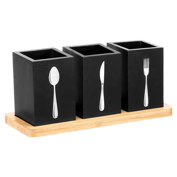 Silverware Utensil Holder Set Easy to Clean Solid Flatware Organizers with Tray Modern Silverware Organizer Holder for Home