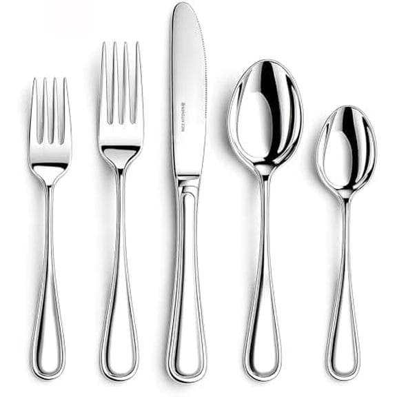 Silverware set for 8,40 Pieces Premium Stainless Steel Silverware set,Mirror Polished Cutlery Set,Flatware Set for 8,Dishwasher Safe,Luster Series