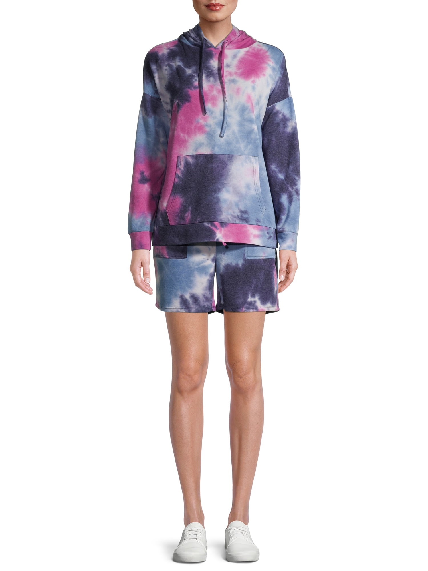 Silverwear Women s Athleisure Tie Dye Hoodie and Shorts Set