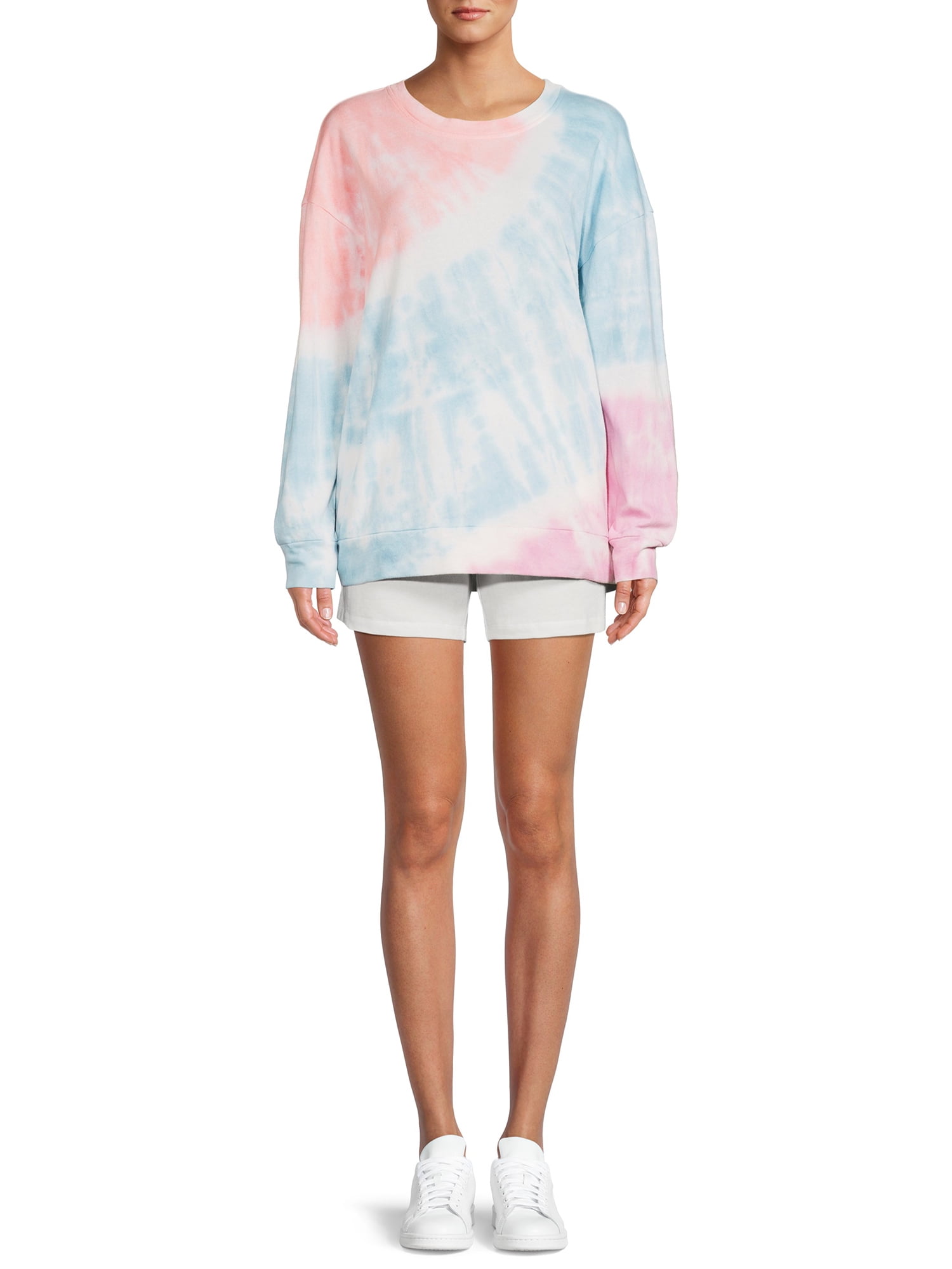Women's Tie Dye Round Neck Sweater And Shorts Coord