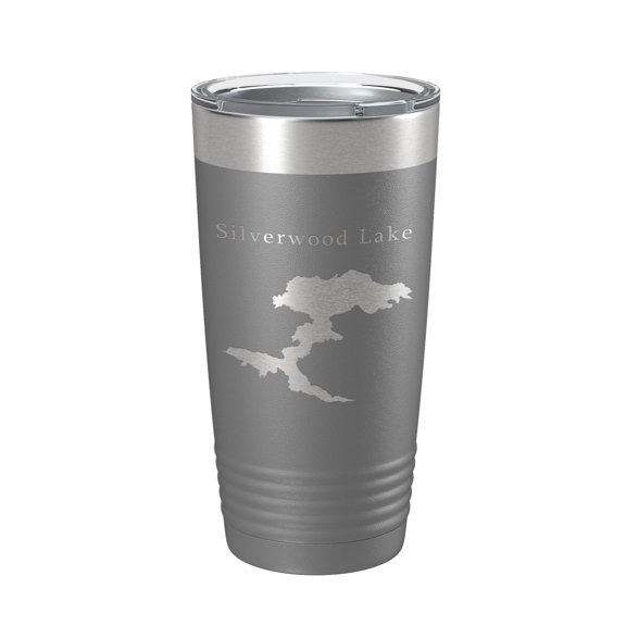 Silverwood Lake Map Tumbler Travel Mug Insulated Laser Engraved Coffee Cup California 20 oz Dark Gray