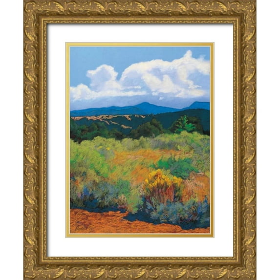 Silverwood, Mary 19x24 Gold Ornate Wood Framed with Double Matting Museum Art Print Titled - Distant Hills
