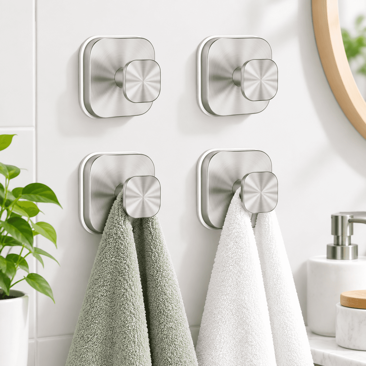 Silvery 4 Pack Heavy-Duty Suction Cup Hooks, 15 Lb Max Load For ...